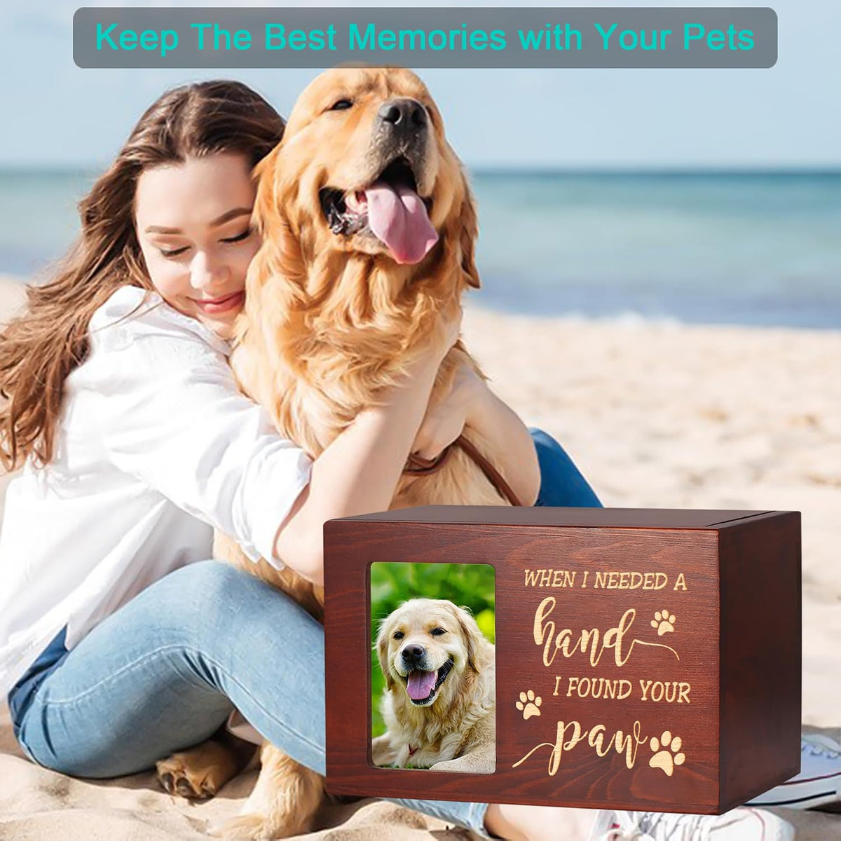 Pet Memorial Urns for Dogs or Cats Ashes with Photo Frame