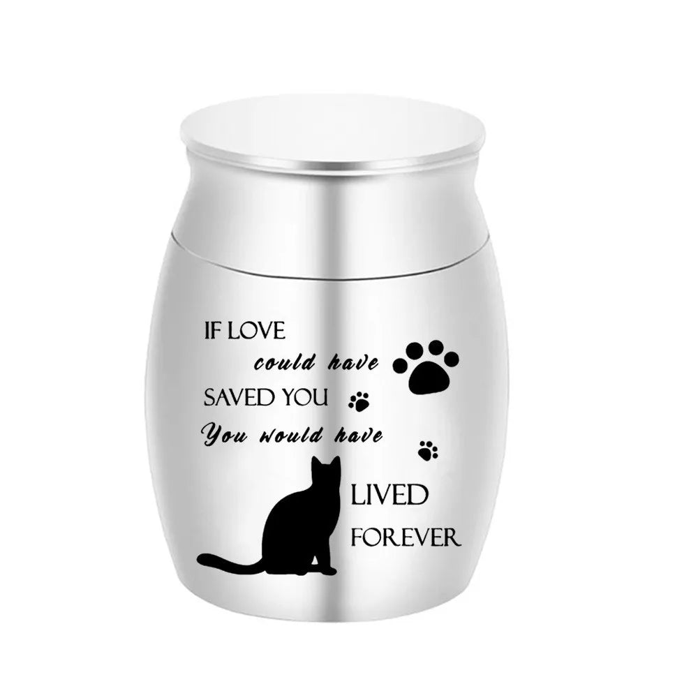 Waterproof Mini Pet Memorials Urn Dustproof Paw Print Pet Ash Holder Aluminium Alloy Sealed Cat Cremation Urn Funeral Supplies