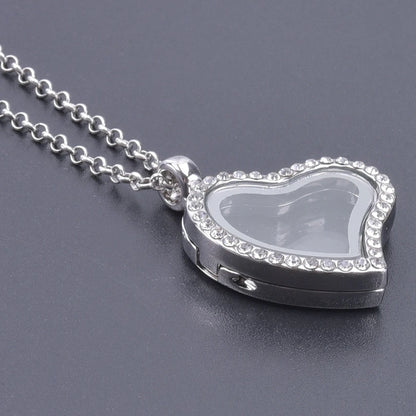 1Pc Trendy Sweet Love Glass Reliquary Photo Locket Pendant Necklaces Goth Heart Cremation Ashes Urn Relicario Collares Jewelry