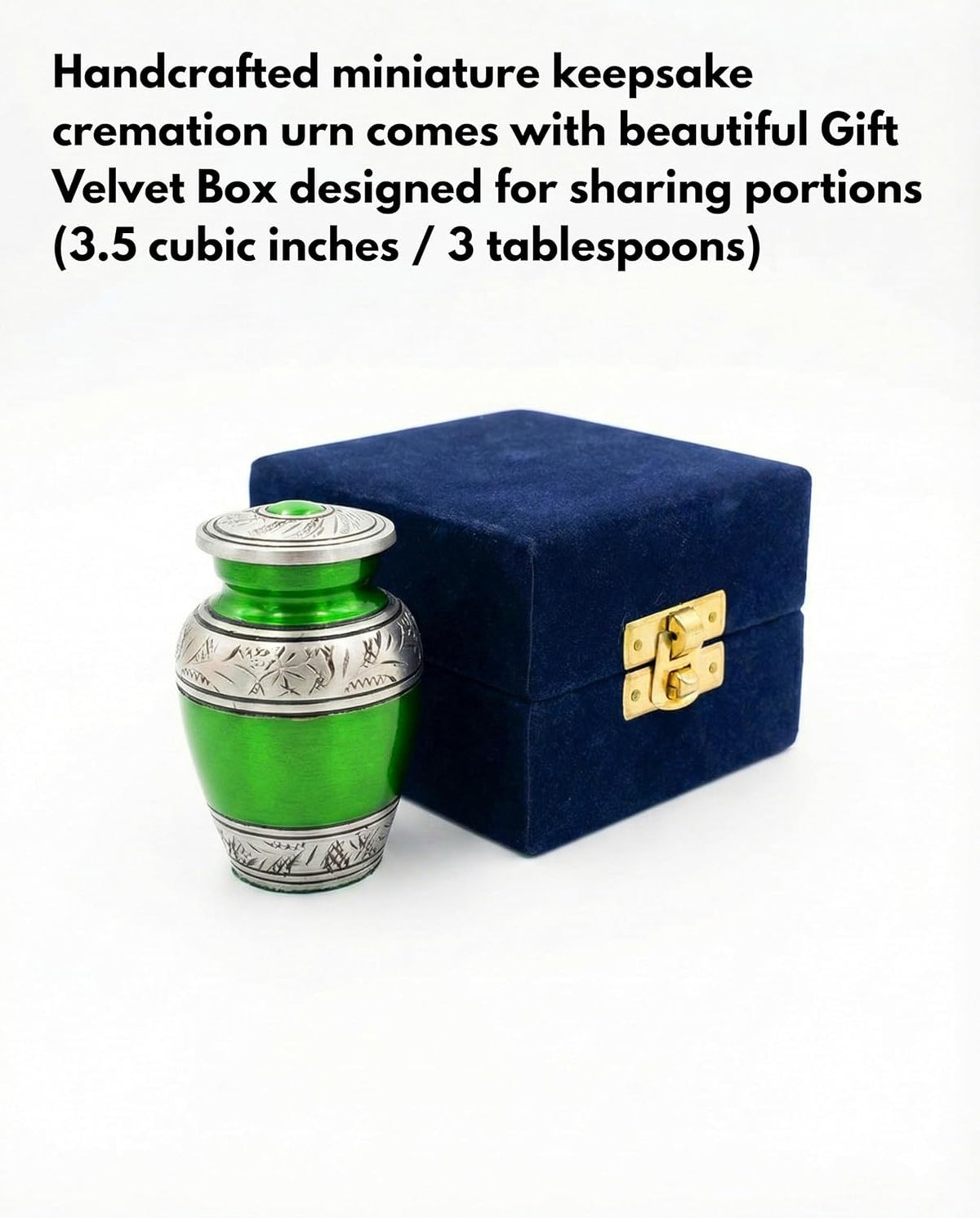 Small Green Floral Aluminum Mini Urn - Decorative Keepsake for Human or Pet Ashes