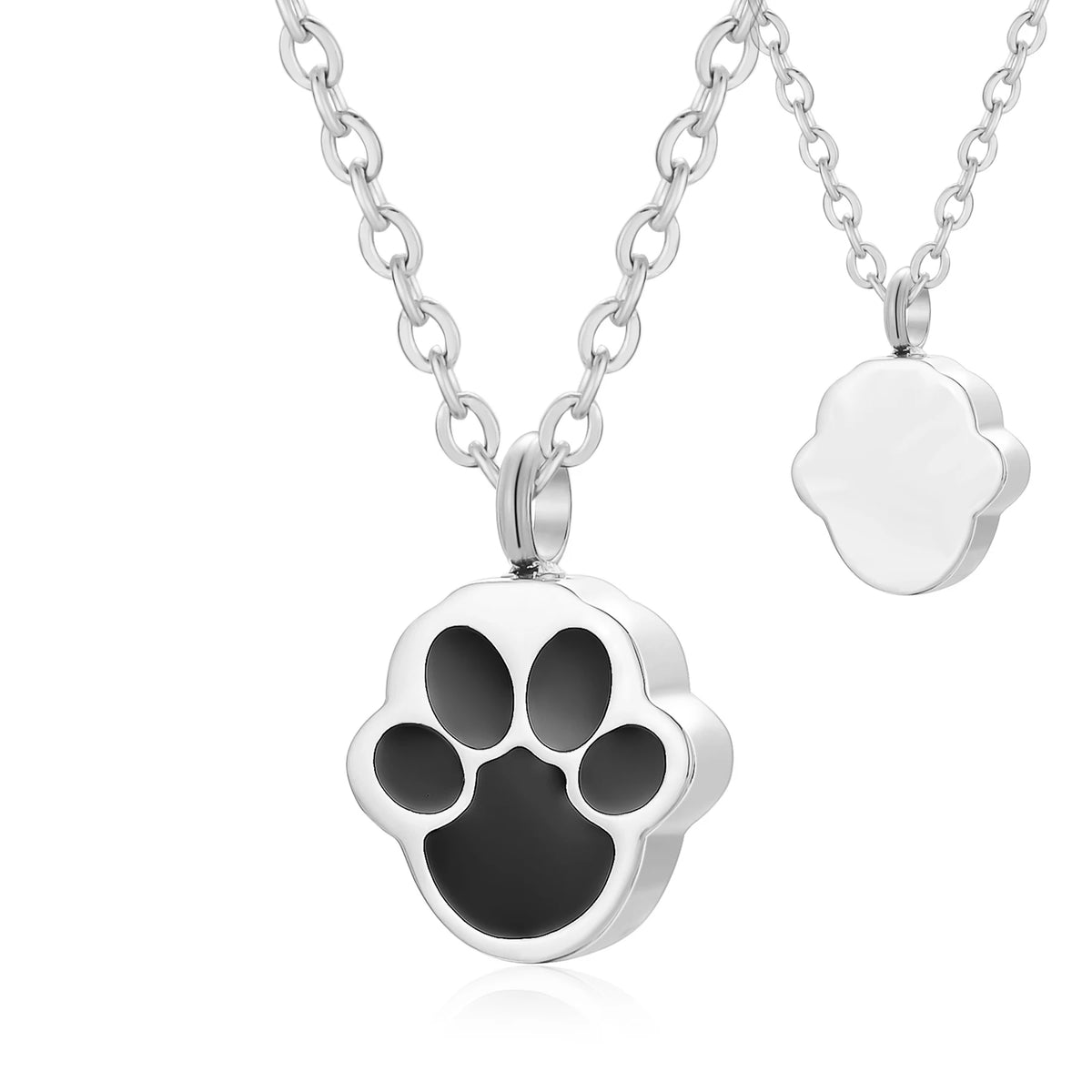 Stainless Steel 316L Pet Foot Rint Ash Urn Cremation Pendant Necklace Engravment