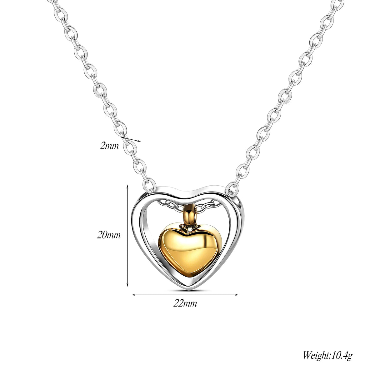 Stainless Steel Double Heart Cremation Urn Necklace Funnel Fill Kit Keepsake Memorial Ashes 3 Colors