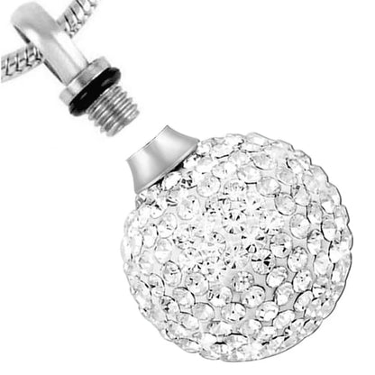 Crystal Ball Urn Necklace for Ashes Stainless Steel Crystal Keepsake Memorial Cremation Jewelry for Ashes Pendant Locket