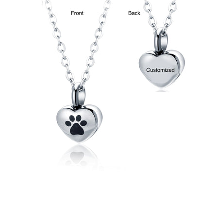 Stainless Steel Rhinestone Pet Cremation Ash Urn Necklace Heart Pendant for Pet Memorial Jewelry Can Be Customized