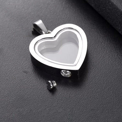 Glass Cremation Jewelry Necklace for Ashes Heart Memorial Lockets for Ashes Stainless Steel Keepsake Urn Ashes Pendants