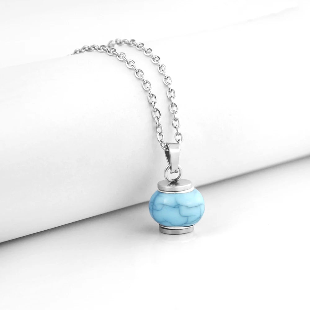 Blue round Infinity Urn Pendants Cremation Jewelry for Ashes Holder Memorial Keepsake Urn Necklace Cremation Ashes Jewelry