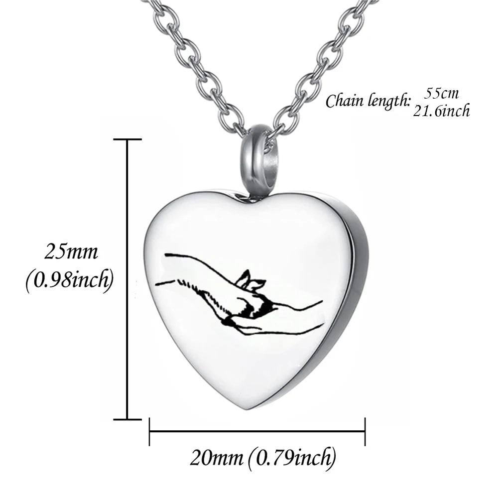 Heart Pet Ashes Necklace - Cremation Jewelry Keepsake Sympathy Gift for Loss of Dog, Cat Urn Necklaces