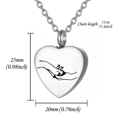 Heart Pet Ashes Necklace - Cremation Jewelry Keepsake Sympathy Gift for Loss of Dog, Cat Urn Necklaces