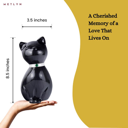 Kitty Cat Urns for Ashes - Pet Memorial Cat Urn Cat Memorial Gift, Pet Urn for Cat Ashes Keepsake Pet Urns for Cats Ashes, Pet Ashes Urn, Pet Cremation Urn (Black)