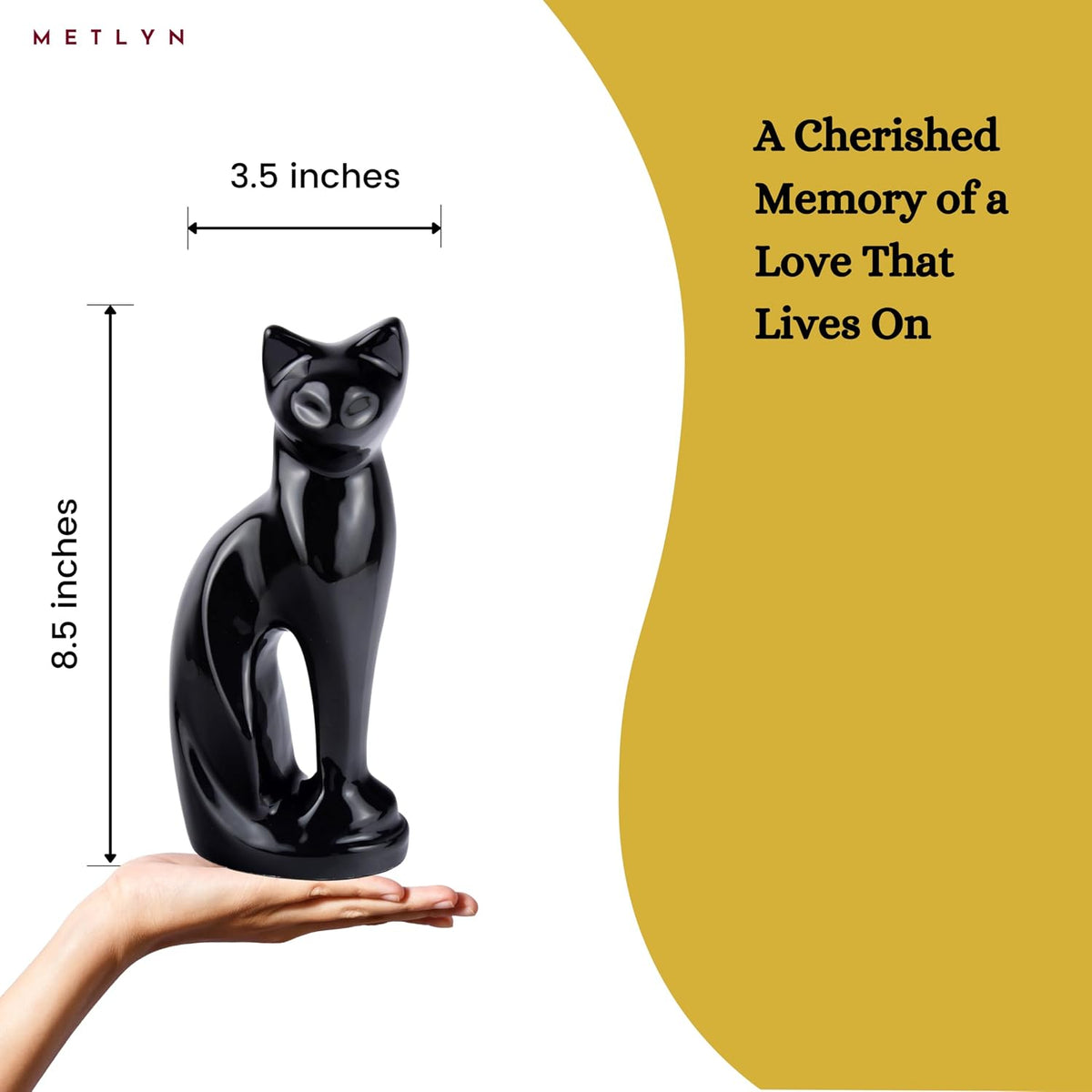 Cat Urns for Ashes - Pet Memorial Cat Urn Cat Memorial Gift, Pet Urn for Cat Ashes Keepsake Pet Urns for Cats Ashes, Pet Ashes Urn, Pet Cremation Urn (Black)