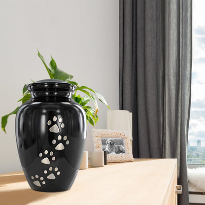 Pet Urn for Dogs and Cats Ashes, Paws Print Grey Cremation Urns for Pets - Black, Large up to 122Lb