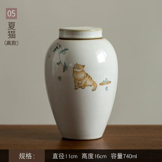 Pet Urn Lovely Delicate Moisture-Proof Teeth Beard Memorial Collection Cat Dog Urn with Scriptures Container for Pet Ashes
