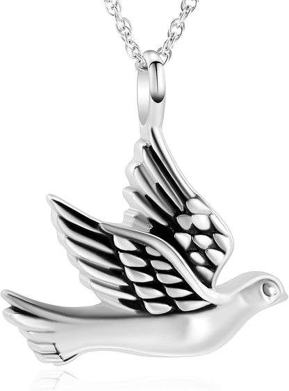 Cremation Jewelry for Ashes Stainless Steel Peace Dove Urn Keepsake Memorial Ash Holder Cremation Urn Pendant Necklace
