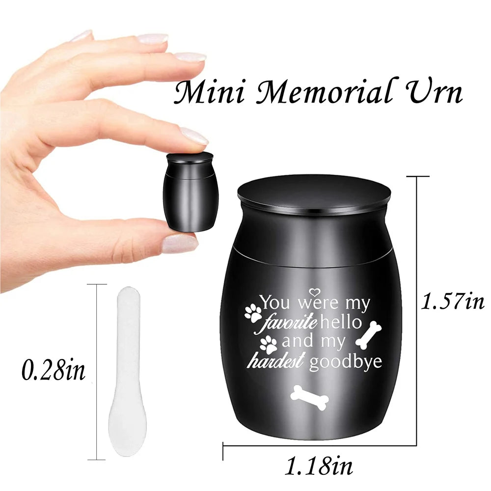Pet Memorial Small Urns for Dog Ashes, 1.57 Inches Mini Aluminium Alloy Cremation Urn, Pet Paw Print Keepsake Urn for Ashes