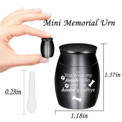 Pet Memorial Small Urns for Dog Ashes, 1.57 Inches Mini Aluminium Alloy Cremation Urn, Pet Paw Print Keepsake Urn for Ashes