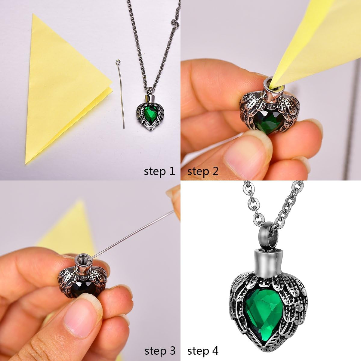 round Dog Paw Pet Urn Necklace for Ashes Memorial Keepsake Stainless Steel Cremation Jewelry