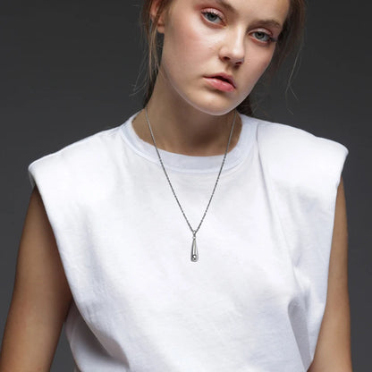 Teardrop Ashes Cremation Women Necklace Jewelry, Memorial Keepsake Urn Remembrance Gift, Stainless Steel Water Drop Pendant