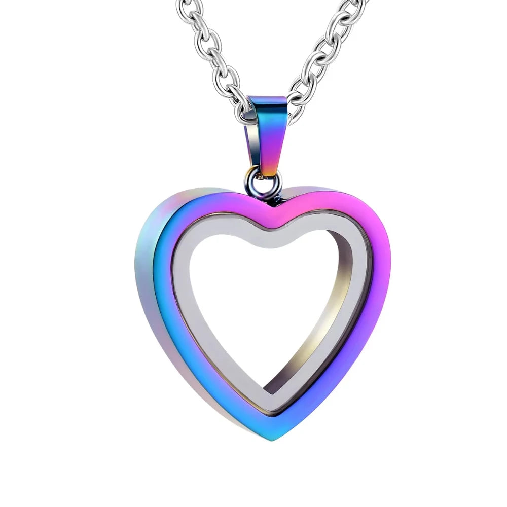 Glass Cremation Jewelry Necklace for Ashes Heart Memorial Lockets for Ashes Stainless Steel Keepsake Urn Ashes Pendants