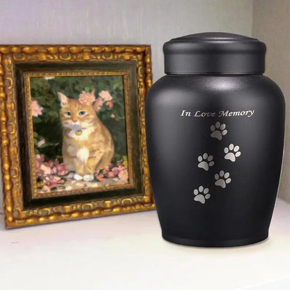 Metal Dog Urn Cat Ashes Stainless Steel Pets Urn Puppy Cremation Box Dogs Funerary Container Pets Memorial Funerary Supplies