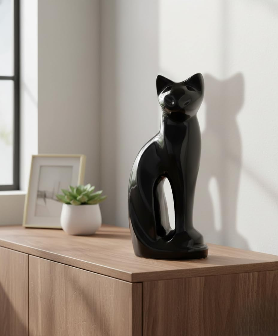 Cat Urns for Ashes - Pet Memorial Cat Urn Cat Memorial Gift, Pet Urn for Cat Ashes Keepsake Pet Urns for Cats Ashes, Pet Ashes Urn, Pet Cremation Urn (Black)
