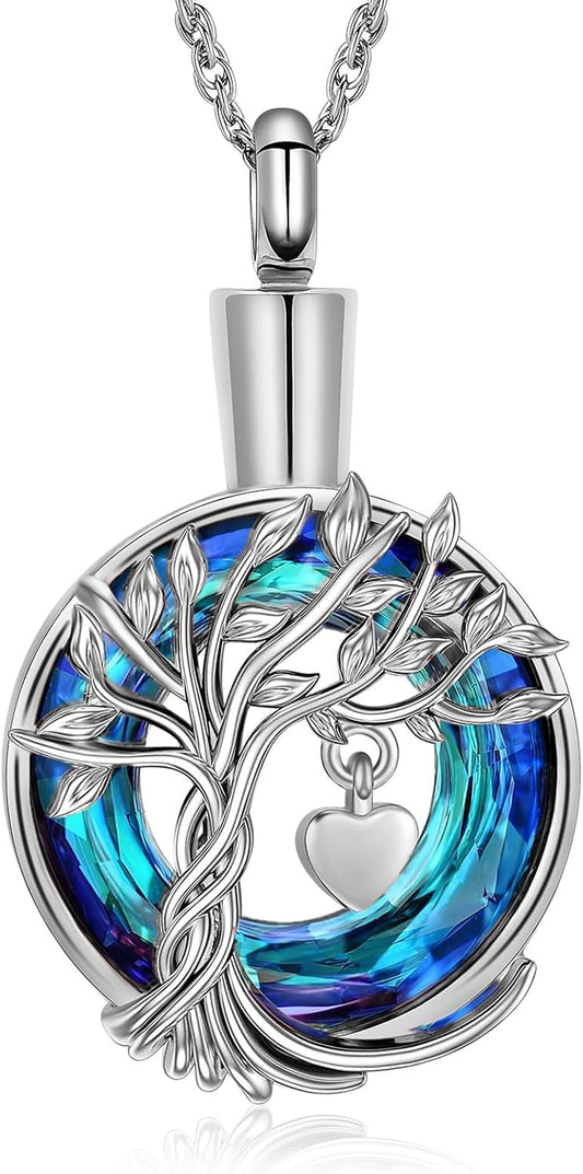 Tree of Life Cremation Urn Ashes Necklace for Women Men