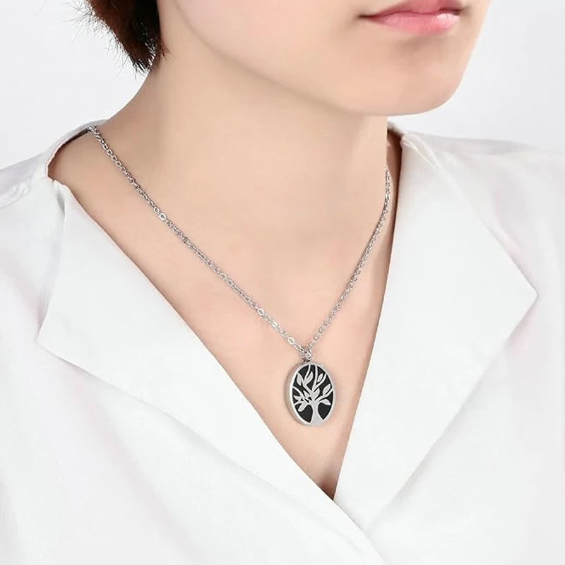  Tree of Life Cremation Necklace for Ashes of Loved One Stainless Steel Keepsake Memorial Urn Jewelry Pendant for Human/Pet