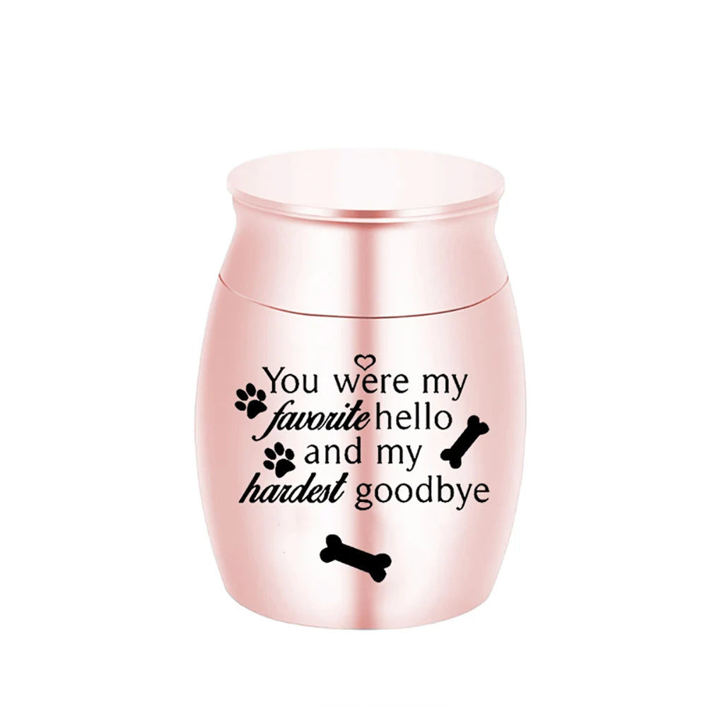 Pet Memorial Small Urns for Dog Ashes, 1.57 Inches Mini Aluminium Alloy Cremation Urn, Pet Paw Print Keepsake Urn for Ashes