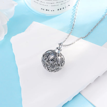 Retro Ball Cremation Ashes Necklace Jewelry Memorial Keepsake Ashes Urn Pendant