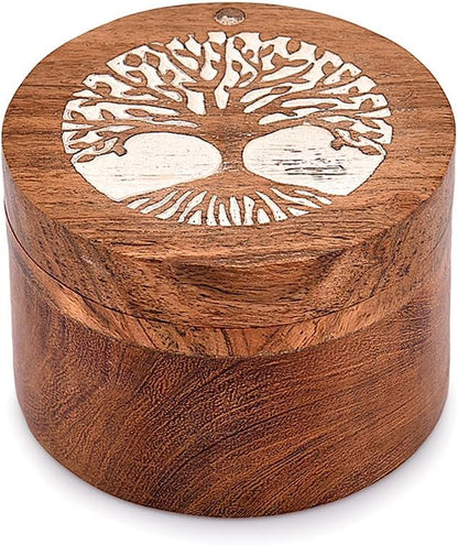 Wooden Tree of Life Keepsake Box for Human & Pet Ashes - Cat & Dog Urn (3.5" X 3.5" X 2.5")