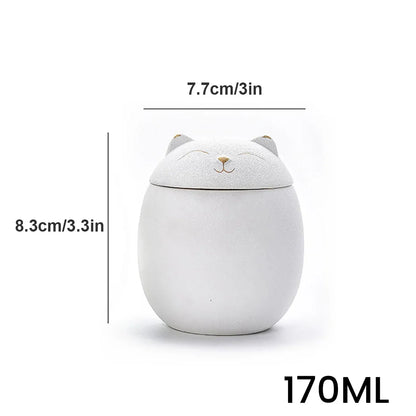 500Ml Black/White Urn for Pet Ashes Cat Shape Memorial Cremation Urns-Handcrafted Decorative Urns for Funeral Cat Urn Dog Urn