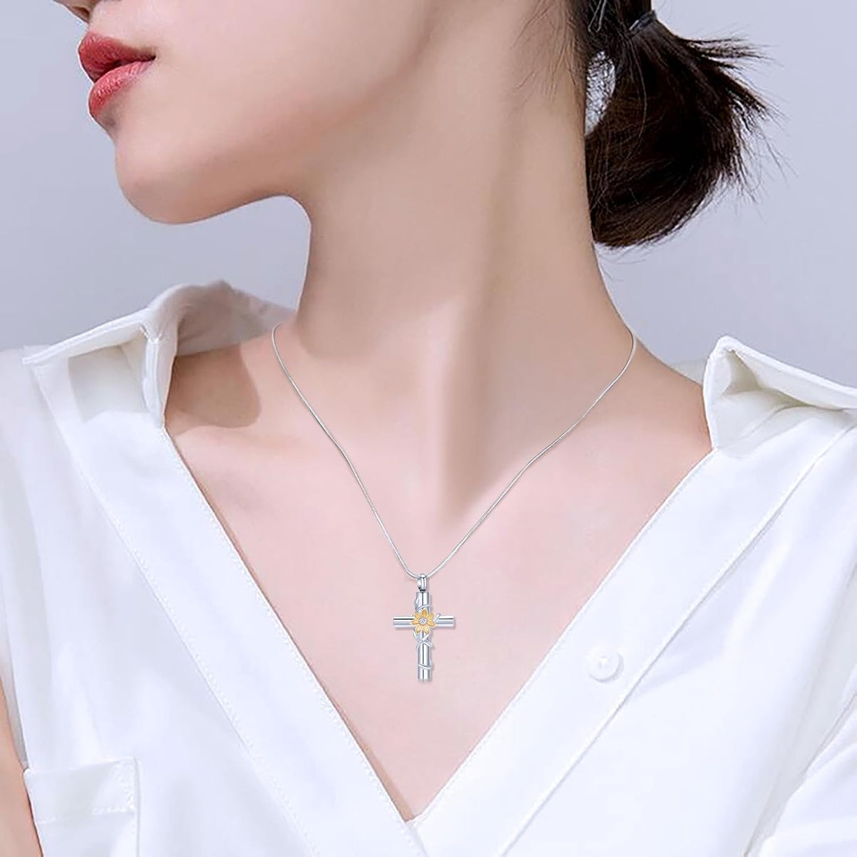 Sunflower Urn Necklaces for Ashes for Women Men Cremation Jewelry Memorial Human Ashes Pendant