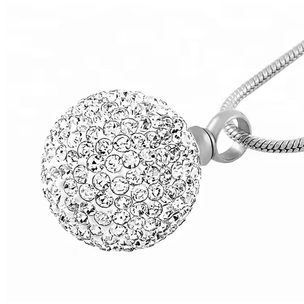 Crystal Ball Urn Necklace for Ashes Stainless Steel Crystal Keepsake Memorial Cremation Jewelry for Ashes Pendant Locket