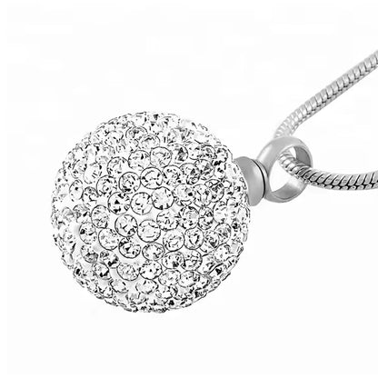 Crystal Ball Urn Necklace for Ashes Stainless Steel Crystal Keepsake Memorial Cremation Jewelry for Ashes Pendant Locket