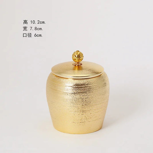 European-Style Golden Ceramics Ashes Urn Holder Pet Memorial Funeral Ashes Jar Urn for Human Cremation Keepsake Pal Casket