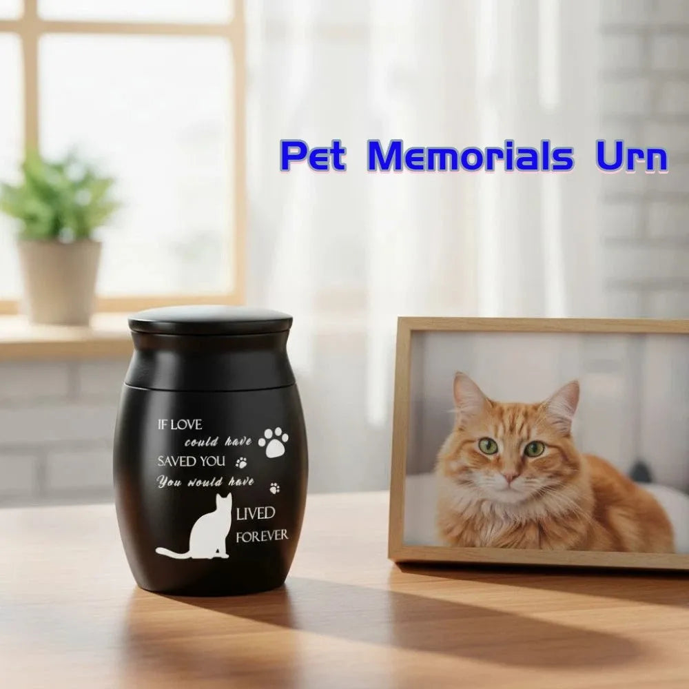 Waterproof Mini Pet Memorials Urn Dustproof Paw Print Pet Ash Holder Aluminium Alloy Sealed Cat Cremation Urn Funeral Supplies