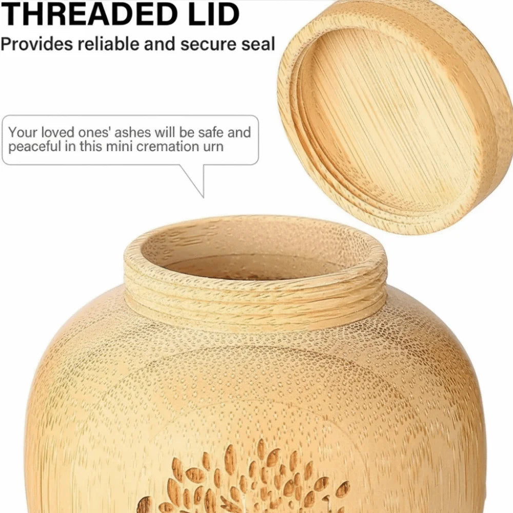 Cat Ashes Holder Bamboo Pet Ashes Box Tree Patterns Seal Mini Pet Urn anti Fall Durable Cat Cremation Urn Pet Cremation