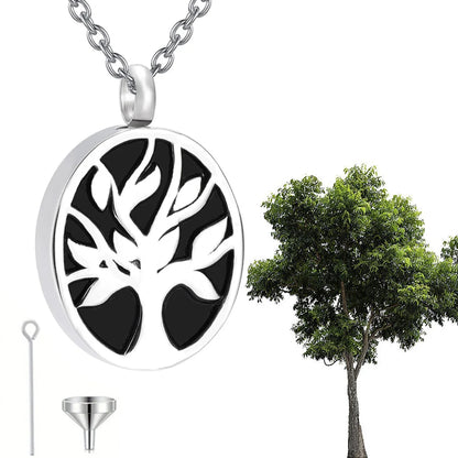 Tree of Life Cremation Necklace for Ashes of Loved One Stainless Steel Keepsake Memorial Urn Jewelry Pendant for Human/Pet