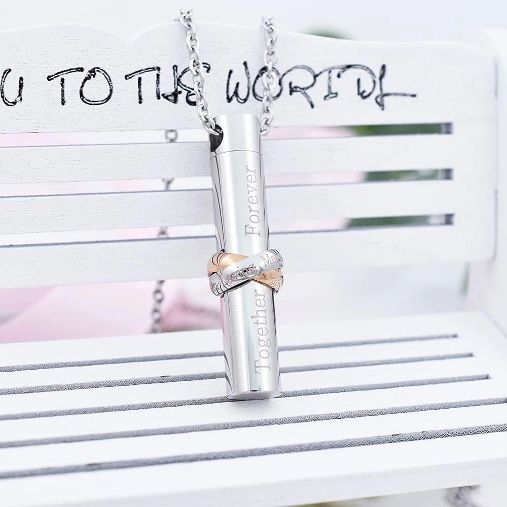 Together Forever Engrave Urn for Ashes Keepsake Urns Cremation Jewelry Cremation Urn Necklace for Pet/Human Ashes Necklace