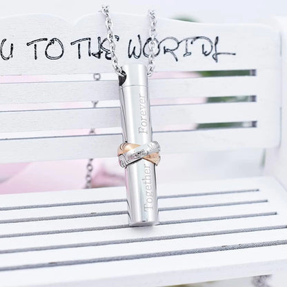 Together Forever Engrave Urn for Ashes Keepsake Urns Cremation Jewelry Cremation Urn Necklace for Pet/Human Ashes Necklace