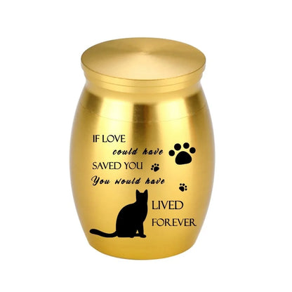 Waterproof Mini Pet Memorials Urn Dustproof Paw Print Pet Ash Holder Aluminium Alloy Sealed Cat Cremation Urn Funeral Supplies