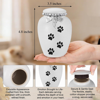 Pet Urn for Dogs Cats 4.8 Inch Small Urn for Pet Ashes Cremation Keepsake Urns Ceramic Mini Urns for Ashes Pet Memorial Sympathy Gifts for Loss of Pets Dog Urns Cat Urns