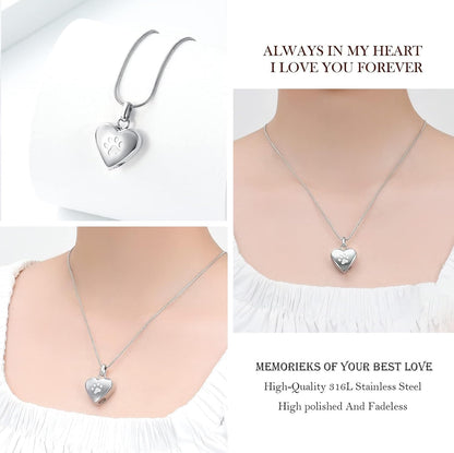 Pet Cremation Jewelry for Ashes Pendant Paw Print Pet Heart Urn Necklace Memorial Keepsake Jewelry for Pet/Dog'S/Cat'S Ashes