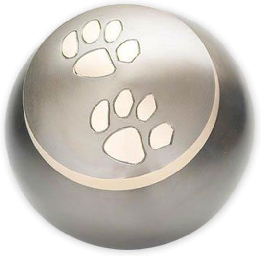 Pawsitively Cherished Unique Brass Cremation Urn for Ashes - Dogs, Cats and Other Medium-Sized Pets - Slate/Gold - Medium