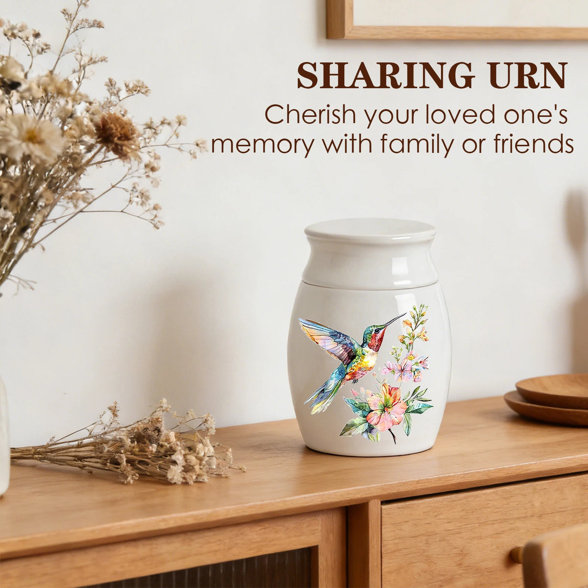 Cremation Urn Keepsake Hummingbird Urn for Ashes Women Men White Small Urns for Human Ashes - Decorative Urn