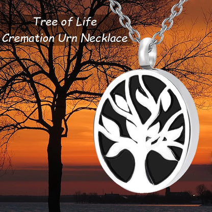  Tree of Life Cremation Necklace for Ashes of Loved One Stainless Steel Keepsake Memorial Urn Jewelry Pendant for Human/Pet