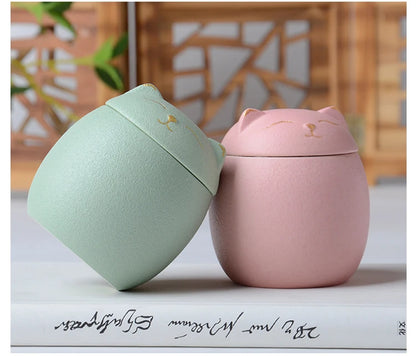 Soft Sprout Urn for Pet Ashes- Cat Shape Memorial Cremation Urns-Handcrafted Black Decorative Urns for Funeral Cat Urn Dog Urn