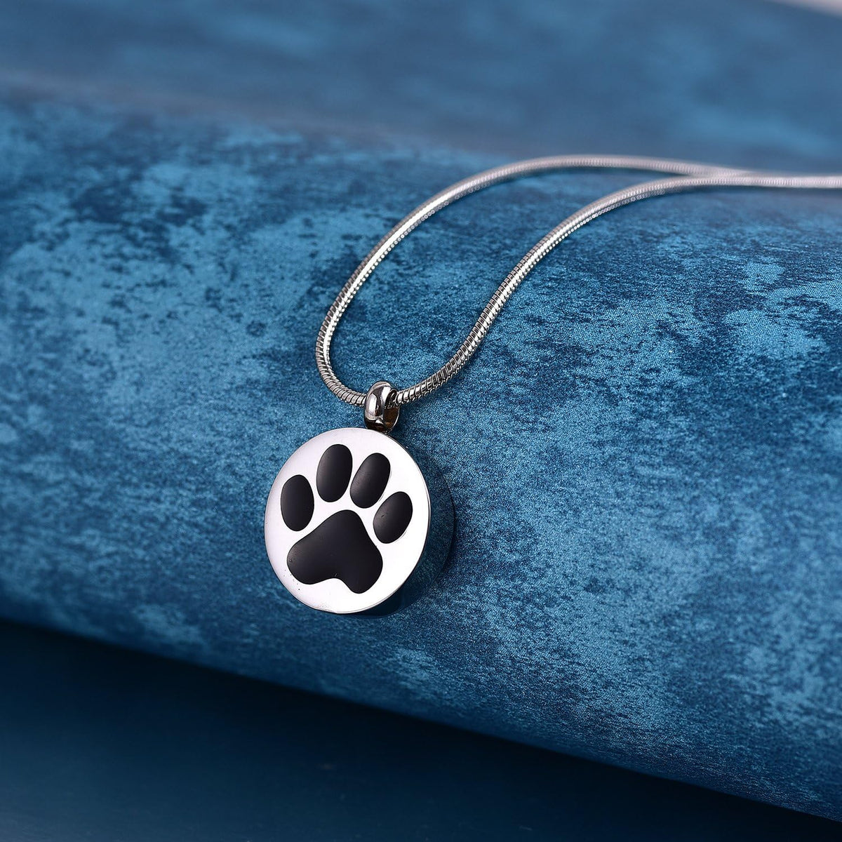 round Dog Paw Pet Urn Necklace for Ashes Memorial Keepsake Stainless Steel Cremation Jewelry