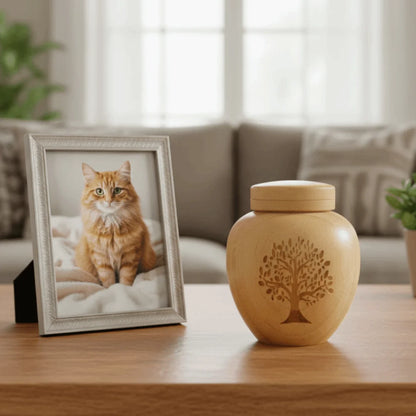Cat Ashes Holder Bamboo Pet Ashes Box Tree Patterns Seal Mini Pet Urn anti Fall Durable Cat Cremation Urn Pet Cremation