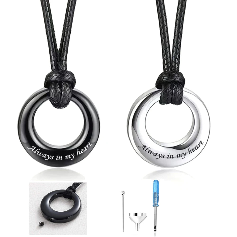 Urn Necklaces for Ashes Stainless Steel Memorial Urns Pendant Necklaces Circle of Life Eternity Cremation Ashes Jewelry