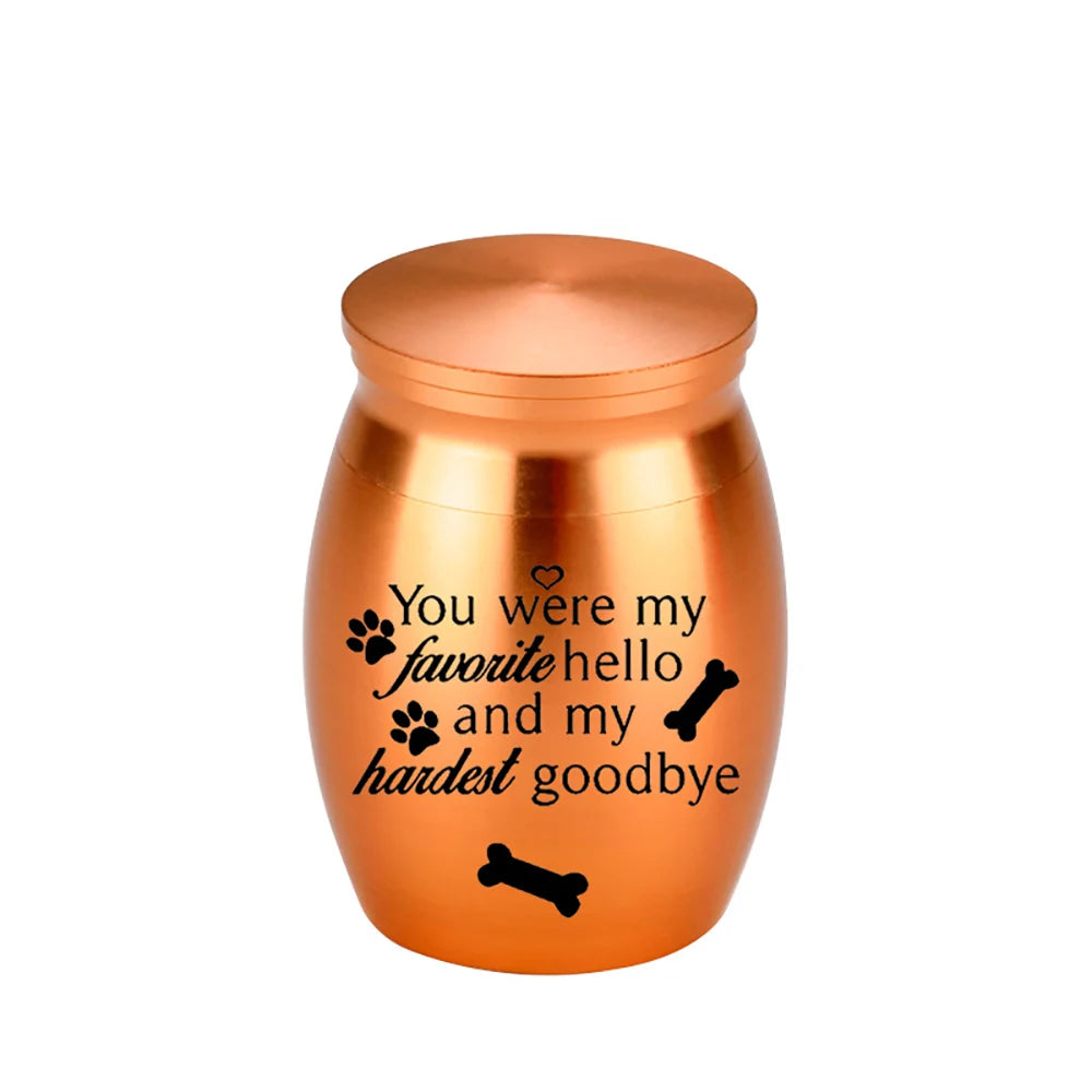 Pet Memorial Small Urns for Dog Ashes, 1.57 Inches Mini Aluminium Alloy Cremation Urn, Pet Paw Print Keepsake Urn for Ashes